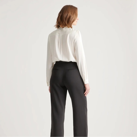 Quince Washable Stretch Silk Tie Neck Blouse in Ivory - Picture 4 of 10